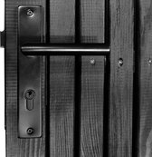 Schutting tuinpoort compleet - Zwart grenen - Zwarte details - 195 cm (hoge poort) - 90 cm