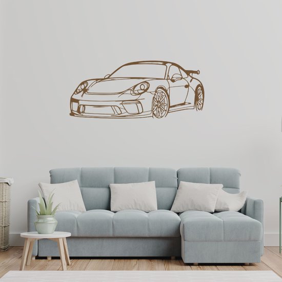 Porsche 911 GT3 RS model 991 Front - Silhouette - Metaalkunst - Goud - 120cm - Auto Decoratie - Muur Decoratie- Man Cave - Cadeau voor man- Inclusief ophangsysteem