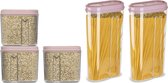 Plasticforte Voedselcontainers set - 5 stuks - licht roze - 2350/1000ml - kunststof - voorraadpot