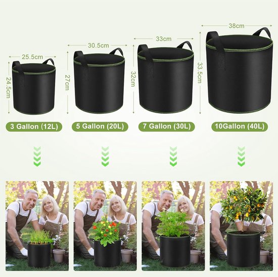 ECCOGREAT 5 X 27L plantzak van vliesstof, 260g/m²Tomatenplanter met venster en stevige handgrepen voor aardappelen, tomaten, aardbeien, bloemen, planten en groenten op het balkon of in de tuin