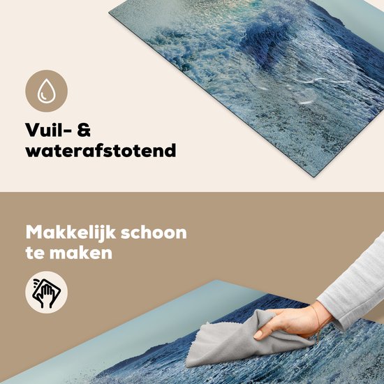 KitchenYeah® Inductie beschermer 80.2x52.2 cm - Golven in blauwe zee - Kookplaataccessoires - Afdekplaat voor kookplaat - Inductiebeschermer - Inductiemat - Inductieplaat mat