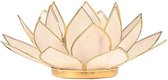 Lotus Sfeerlicht naturel goudrand Ø16x7 in geschenkverpakking