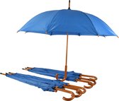 Set van 7 Automatische Sky Blauwe Paraplu's voor Volwassenen - Windproof en Waterdicht – 102cm Diameter met Houten Handvat