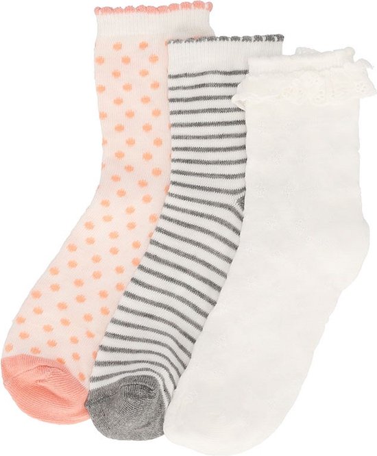 iN ControL 3pack meisjes sokken wit/roze maat 27/30