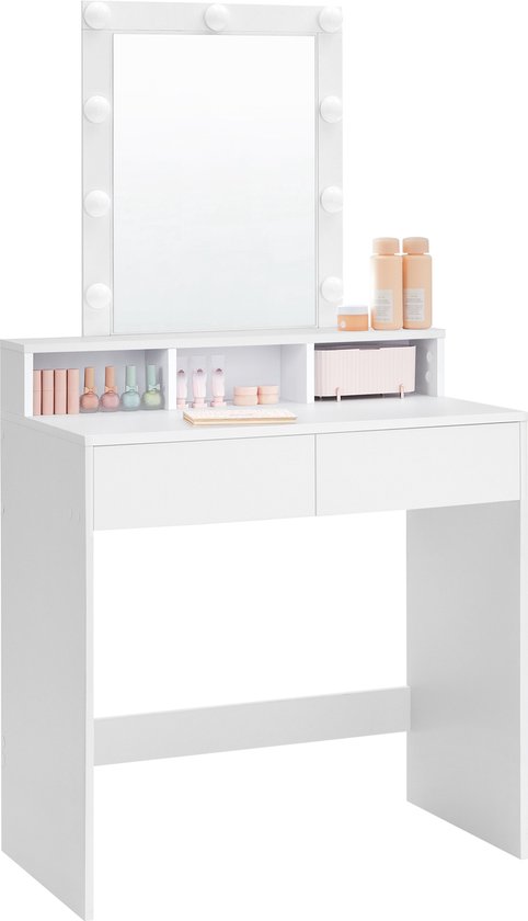 Coiffeuse Wit avec Siècle des Lumières LED et miroir, table de maquillage cosmétique - Wit