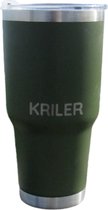 KRILER Cup - Premium RVS Thermosbeker - Autohouder Proof - 12U Warm & Koud - Lekvrij - BPA Vrij - 30oz / 0,88L - Groen