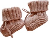 BabySlofjes - Gebreid – roze - Slofjes voor je baby, dreumes en peuter voor jongens en meisjes - 6-12 Maanden (12,5cm) - Schoenmaat 18-19