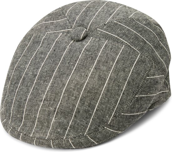 Fawler Marco Moda grijze en wit gestreepte flat cap voor heren