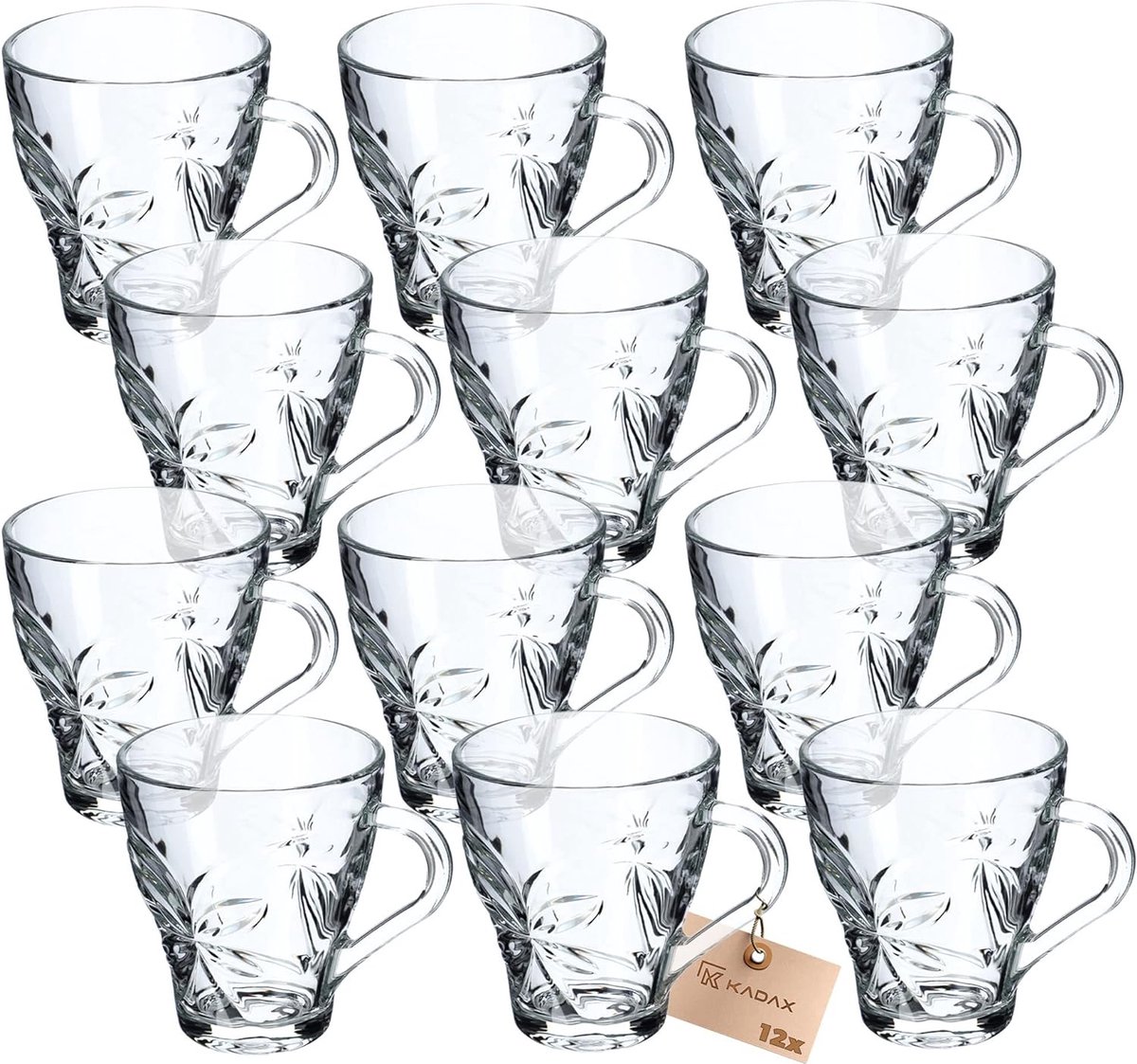 Theeglazen set met oor, ook geschikt voor koffie, ijsthee of frisdrank