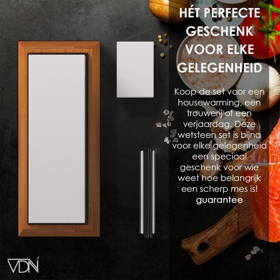 Luxe Dubbelzijdige Wetsteen Slijpsteen set 1000 4000 van Edelkorund (18x6x3 CM) met E-book voor slijpen van messen e.d. van VDN - VDN