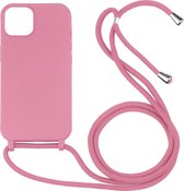 Hoesje geschikt voor iPhone 15 Plus - Backcover - Koord - Softcase - Flexibel - TPU - Roze
