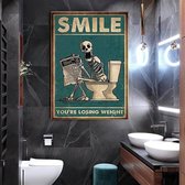 Poster badkamer/ toilet Smile you're losing weight 30 x 42 cm zonder lijst geleverd