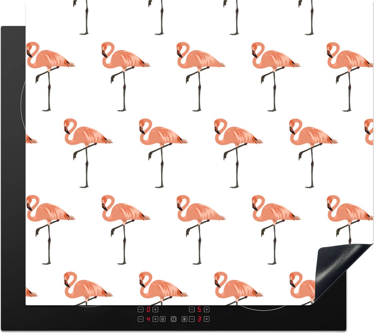 KitchenYeah® Inductie beschermer 59x51 cm - Patronen - Vogel - Flamingo - Kookplaataccessoires - Afdekplaat voor kookplaat - Inductiebeschermer - Inductiemat - Inductieplaat mat