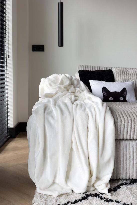 Zachtbeddinggoed.nl - Merveilleusement douce - Couverture polaire - Plaids - 150x200 cm - 300 g/m² - Ivoire - Wit - Couverture polaire - Belle qualité - Plaid