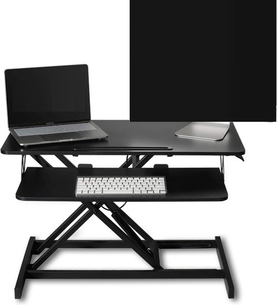 Computertafel-Verstelbaar zit-sta bureau-Hoog laag bureau - Zit sta computertafel - In hoogte verstelbaar bureau - bureauverhoger-Zwart