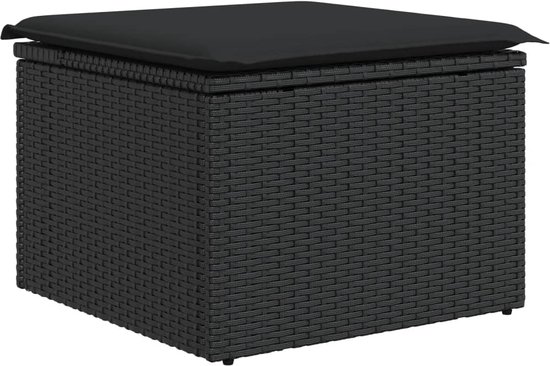 vidaXL - 11-delige - Loungeset - met - kussens - poly - rattan - zwart