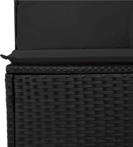 vidaXL - 11-delige - Loungeset - met - kussens - poly - rattan - zwart