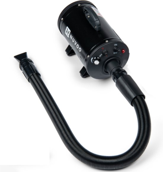 Nuvoo Professionele Hondenf�hn - Waterblazer - met 3 Opzetstukken - Verstelbare Vermogen tot 2200W - Warme en Koude Stand - Zwart