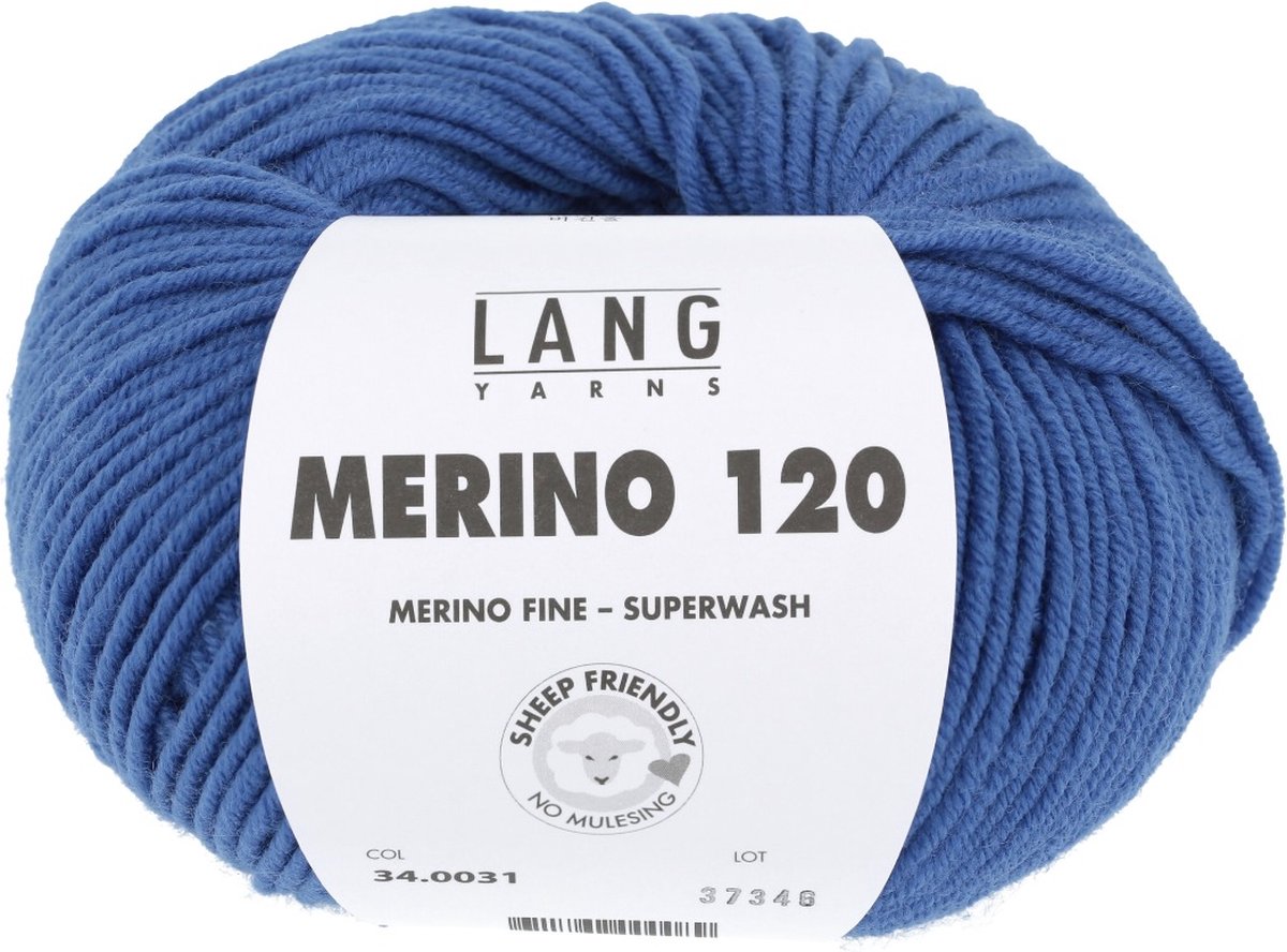 Lang Yarns Merino 120 - 31 middenblauw - Merinowol Garen