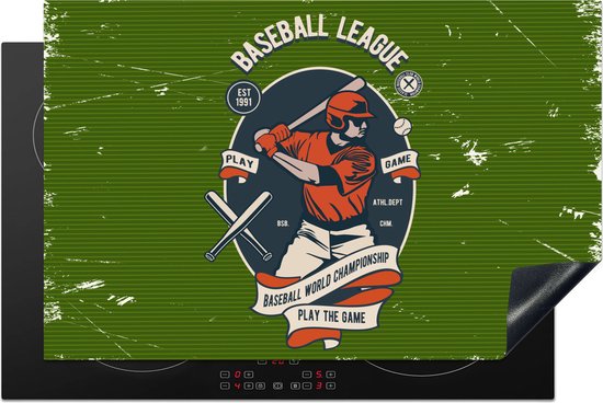 Foto: Kitchenyeah inductie beschermer 81x52 cm baseball honkbal retro kookplaataccessoires afdekplaat voor kookplaat inductiebeschermer inductiemat inductieplaat mat