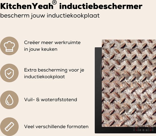 KitchenYeah® Inductie beschermer 76x51.5 cm - Metaal - Platen - Roest print - Patronen - Kookplaataccessoires - Afdekplaat voor kookplaat - Inductiebeschermer - Inductiemat - Inductieplaat mat