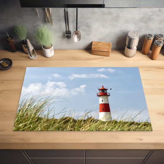 KitchenYeah® Inductie beschermer 80.2x52.2 cm - Zee - Vuurtoren - Duitsland - Kookplaataccessoires - Afdekplaat voor kookplaat - Inductiebeschermer - Inductiemat - Inductieplaat mat