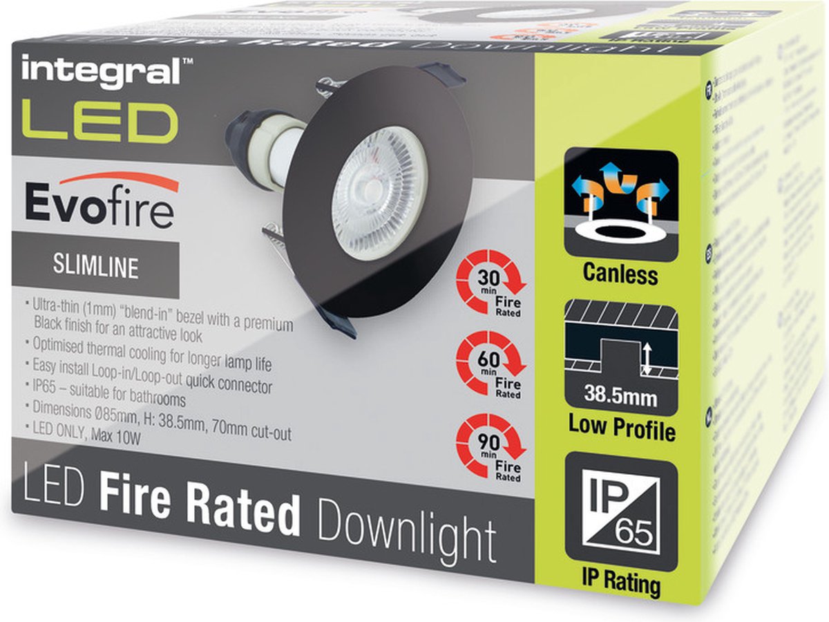 Integral inbouwspot Zwart rond IP65 | zaagmaat 7cm | incl. GU10 fitting excl. lichtbron | GU10