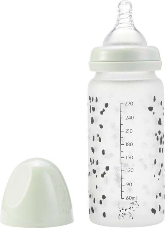 Elodie Glazen baby fles met siliconen speen 0m+ Dalmatian Dots