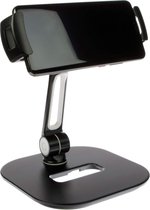 Unversele houder 360 ° draaibaar |Tafelmodel Voor tablet, mobiele telefoon, smartphone & camera | Stabiele aluminium voet zwart | Desktopstaander