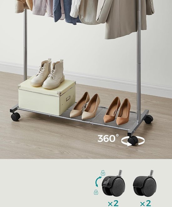 kledingrek - opbergstandaard / Multifunctioneel kledingrek / kledingstang, schoenenrek 40.5D x 91W x 158H centimetres