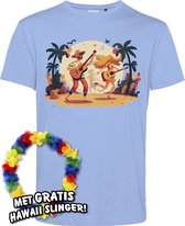 T-shirt Hippies Tropical | Toppers in Concert 2024 | Club Tropicana | Hawaii Shirt | Ibiza Kleding | Lichtblauw | maat XXL