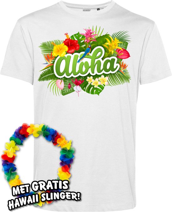 T-shirt Aloha | Toppers in Concert 2024 | Club Tropicana | Hawaii Shirt | Ibiza Kleding | Wit | maat XS