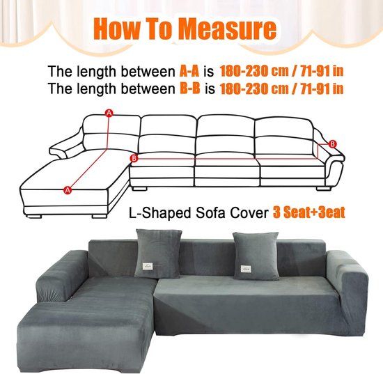 Bankhoes voor sectionele bank L-vorm,fluwelen bank hoes stretch voor 1 2 3 4 zits bank bankhoezen meubelbeschermer -F-145-185cm