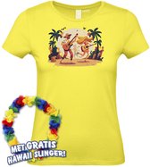 Dames t-shirt Hippies Tropical | Toppers in Concert 2024 | Club Tropicana | Hawaii Shirt | Ibiza Kleding | Lichtgeel Dames | maat XS