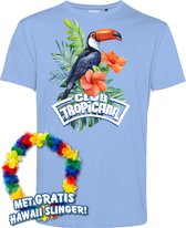 T-shirt Toucan Tropical | Les meilleurs en concert 2024 | Club Tropicana | Chemise hawaïenne | Vêtements Ibiza | Bleu clair | taille M