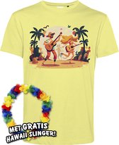 T-shirt Hippies Tropical | Toppers in Concert 2024 | Club Tropicana | Hawaii Shirt | Ibiza Kleding | Lichtgeel | maat 4XL