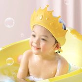 Baby Shower Cap Waterdichte Shampoo Hoed Voor Kinderen Douche Peuter Bescherm Oren Ogen Meisje Jongen Verstelbare Siliconen Badkroon - Geel