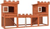 Konijnenhok voor buiten - Konijnenkooi voor buiten - Konijnenhok met ren - Groot konijnen hok - 2 Huizen