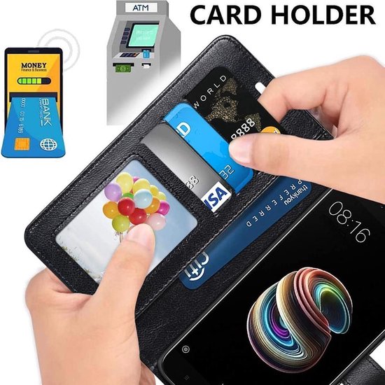 Étui portefeuille et Bookcase adapté à : Motorola Moto One Hyper - Zwart