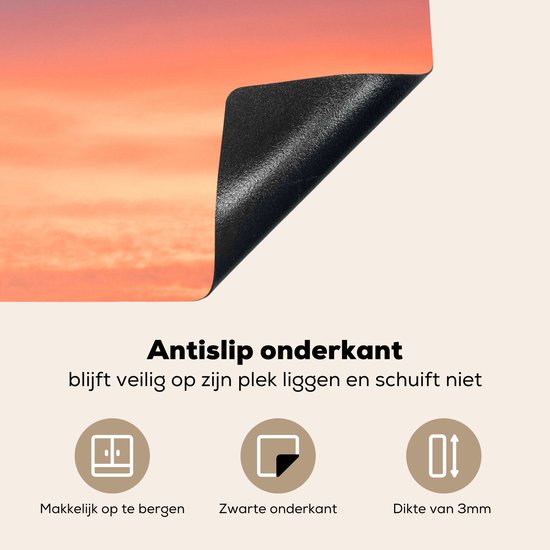 KitchenYeah® Inductie beschermer 85x52 cm - Zon - Lucht - Wolken - Roze - Kookplaataccessoires - Afdekplaat voor kookplaat - Inductiebeschermer - Inductiemat - Inductieplaat mat