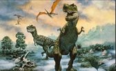 Gordijnen - Dinosaurus - Dino - Dinosaurussen - kant en klaar - verduisterend - twee delen - 150x150 cm