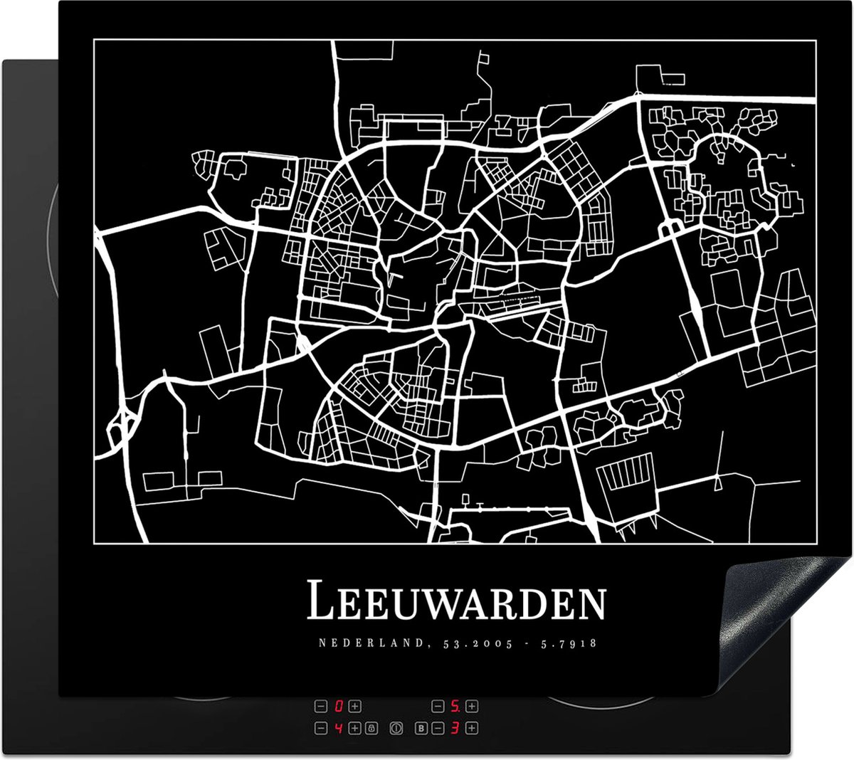 Inductie beschermer - Inductie Mat - Kookplaat beschermer - Stadskaart - Leeuwarden - Kaart - Plattegrond - Inductie beschermer - Inductie Mat - Kookplaat Beschermer - 60x52 cm - Afdekplaat inductie - Inductiebeschermer