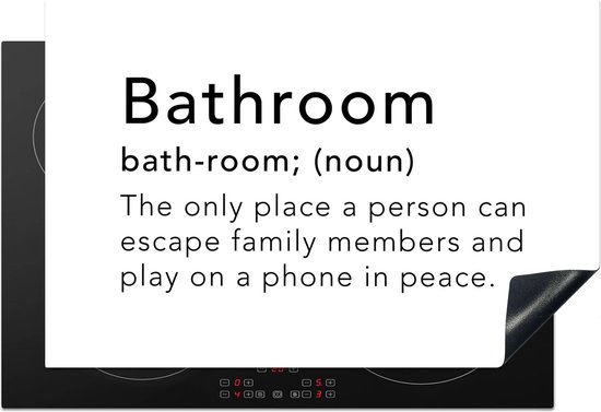 Foto: Kitchenyeah inductie beschermer 77x51 cm spreuken quotes the only place a person can play on a phone in peace bathroom woordenboek kookplaataccessoires afdekplaat voor kookplaat inductiebeschermer inductiemat inductieplaat mat