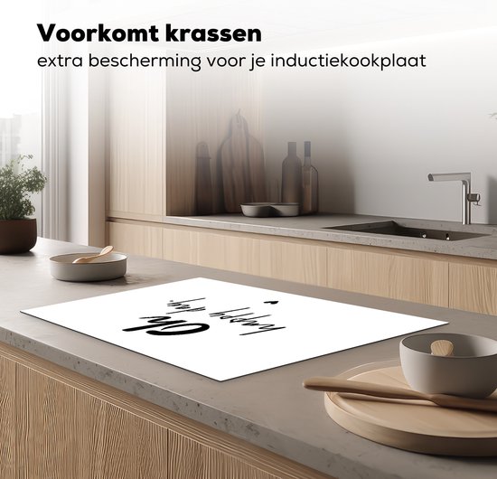 KitchenYeah® Inductie beschermer 78x52 cm - Quotes - Oh happy day - Spreuken - Geluk - Kookplaataccessoires - Afdekplaat voor kookplaat - Inductiebeschermer - Inductiemat - Inductieplaat mat