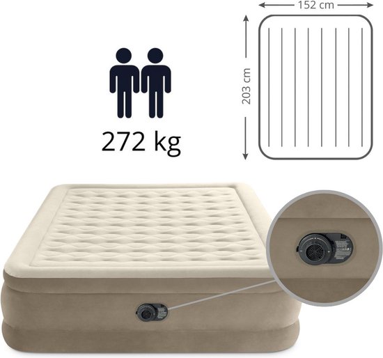 Intex Luchtbed - 2-Persoons - 152 x 203 x 46 cm - Beige - Inclusief pomp - Reparatieset van Intex — afbeelding 5