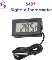S4D® - Digitale Thermometer - Nauwkeurig Temperatuur Meten - Multifunctioneel - Met Meetsonde 1 Meter - Zwart