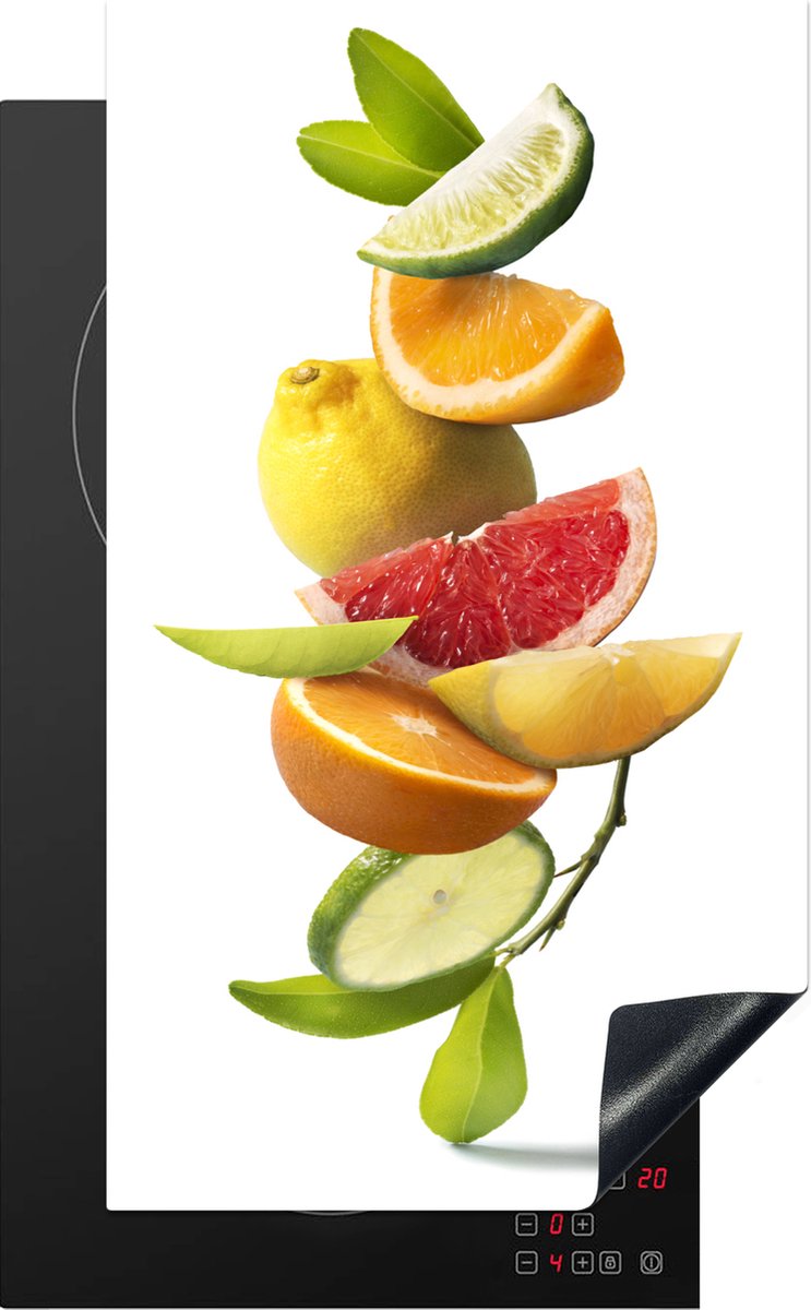 KitchenYeah® Inductie beschermer 30x52 cm - Fruit - Citrus - Wit - Kookplaataccessoires - Afdekplaat voor kookplaat - Inductiebeschermer - Inductiemat - Inductieplaat mat