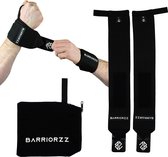 BARRIORZZ Wrist Wrap - Calisthenics Streetlifting, Yoga, Fitness & Crossfit - Gym Straps - Krachttraining - Powerlifting - Bootcamp - Polsbrace voor Dames en Heren - Zwart - Lifting Straps