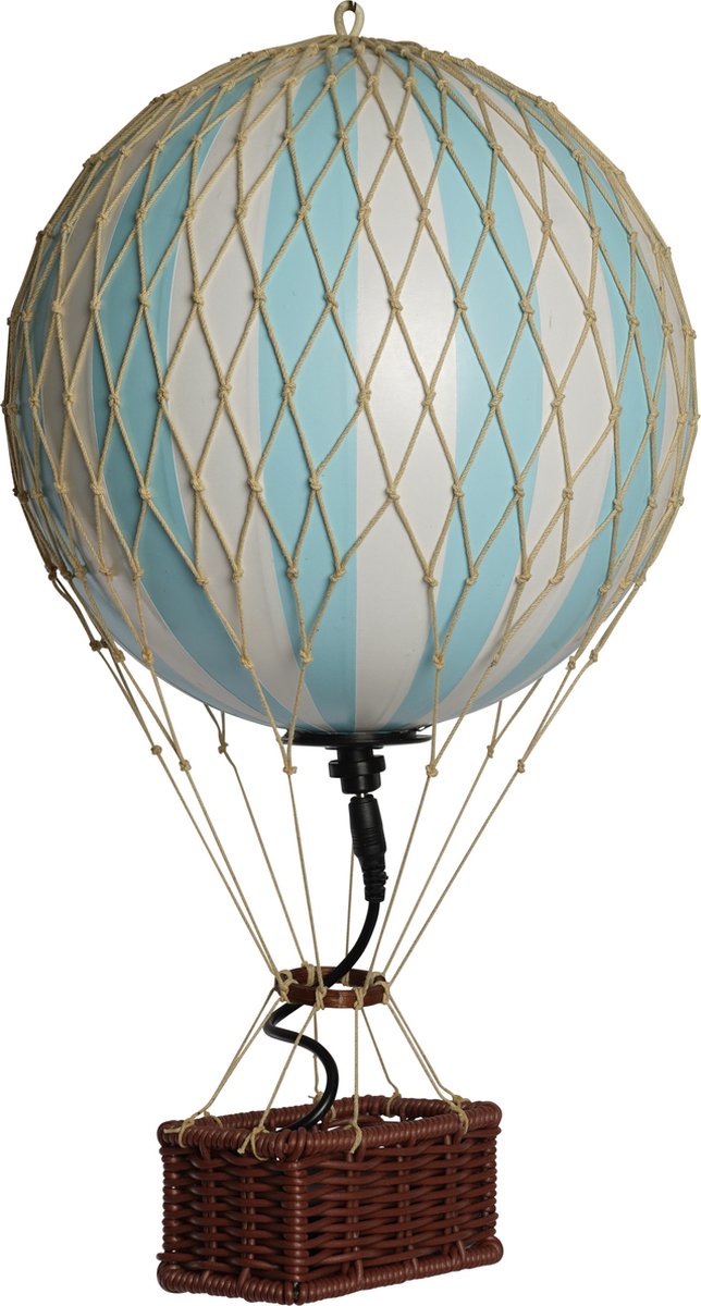 Authentic Models - Luchtballon Travels Light - Luchtballon decoratie - Kinderkamer decoratie - Licht Blauw LED - Ø 18cm