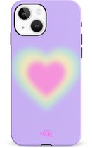 xoxo Wildhearts Daydreamer Double Layer - Hoesje geschikt voor iPhone 14 hoesje - Dames hoesje geschikt voor iPhone 14 - Kleurrijk hoesje geschikt voor iPhone 14 hoesje shockproof case - Roze hoesje met hartje